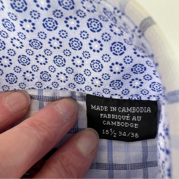 Men's English Laundry Blue Plaid  Button Up Shirt - Picture 5 of 12